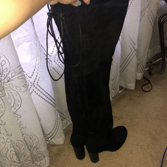 Lusthave Shoes - Black Thigh High Stretchy Boots Size 7 1/2